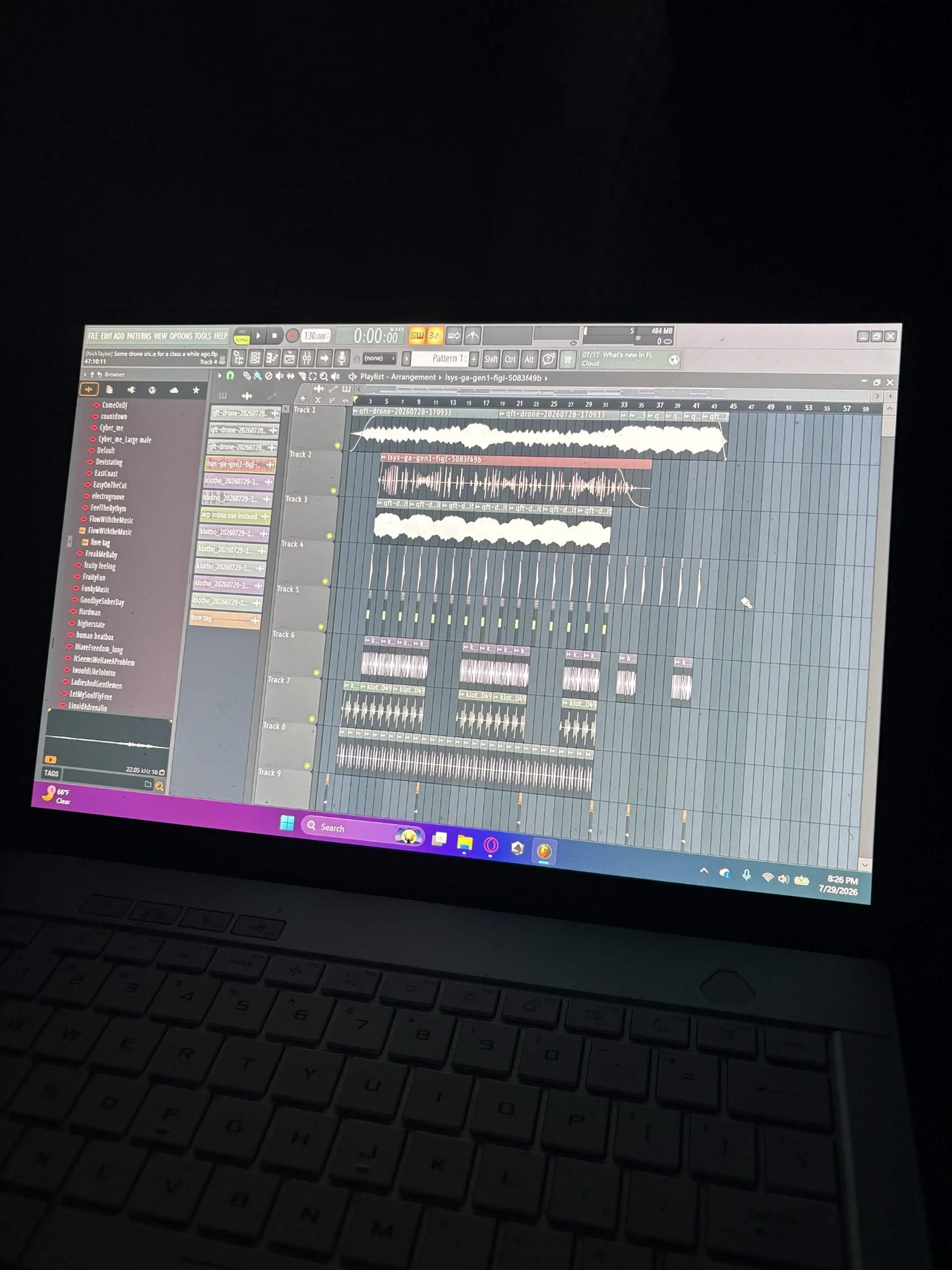 FL Studio arrangement used while producing Fourth Ground
