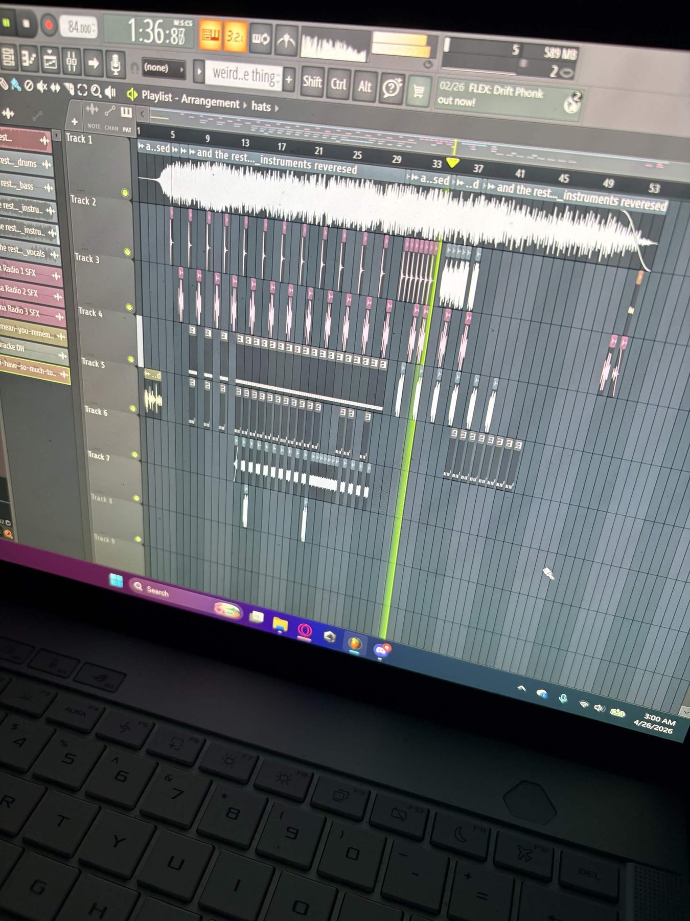 FL Studio arrangement used while producing I'll Call On Your Name